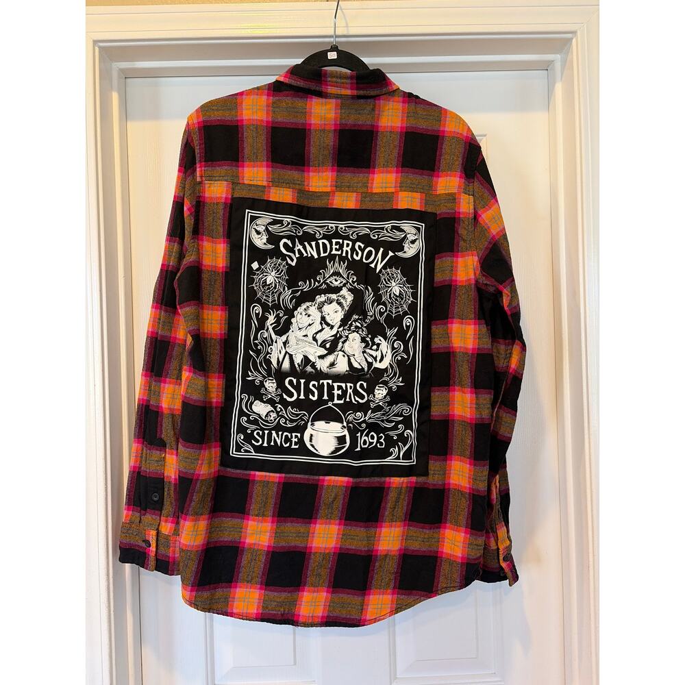 Disney Hocus Pocus Halloween Upcycled Flannel Shirt M